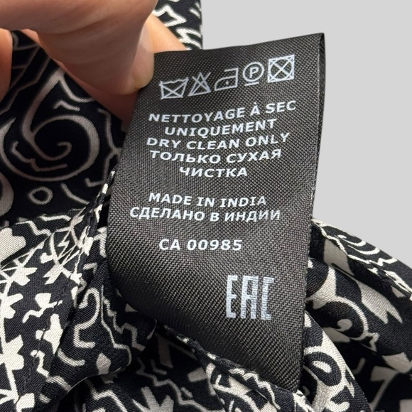 Isabel Marant Top Womens 38 Black White Silk Brinlya Paisley Print Short Sleeve - Picture 7 of 11